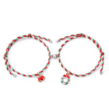 Darrahopens Occasions > Christmas > Christmas Clothing 3 Pairs Cute Couple Bracelets - Magnetic Christmas & New Year Friendship Rope Bracelets with Charms (Adjustable, 9.3g)