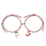 Darrahopens Occasions > Christmas > Christmas Clothing 3 Pairs Cute Couple Bracelets - Magnetic Christmas & New Year Friendship Rope Bracelets with Charms (Adjustable, 9.3g)