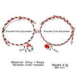 Darrahopens Occasions > Christmas > Christmas Clothing 3 Pairs Cute Couple Bracelets - Magnetic Christmas & New Year Friendship Rope Bracelets with Charms (Adjustable, 9.3g)