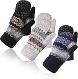 Darrahopens Occasions > Christmas > Christmas Clothing Gloves - Pack of 3 pairs - winter gloves - men's gloves - women's gloves - Knitted imitations - Suitable for cold winter weather (style C)