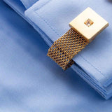 Darrahopens Occasions > Christmas > Christmas Clothing Mens Cufflinks with Chain - Shiny Gold Tone Shirt Accessories - Party Gifts for Young Men, for Wedding Party Anniversary