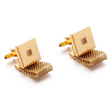 Darrahopens Occasions > Christmas > Christmas Clothing Mens Cufflinks with Chain - Shiny Gold Tone Shirt Accessories - Party Gifts for Young Men, for Wedding Party Anniversary