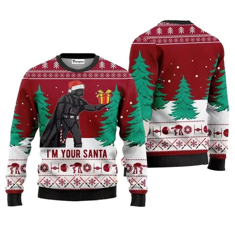 Darrahopens Occasions > Christmas > Christmas Clothing Santa Darth Vader Christmas Sweater Ugly Star Wars The Mandalorian Men's Sweater Autumn Winter Women's Sweater style 4 style 4 L