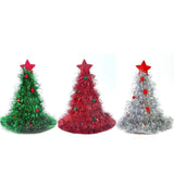 Darrahopens Occasions > Christmas > Christmas Clothing Silver Sparkly Tinsel Christmas Tree Hat - Festive Holiday Party Headwear for Adults & Kids