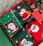 Darrahopens Occasions > Christmas > Christmas Clothing Socks - 4 pairs - House socks - Christmas socks - Gift set - Cotton socks with Santa Claus and snowman - Christmas socks - Christmas gift - Birthday gift