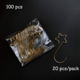 Darrahopens Occasions > Christmas > Christmas Decorations 100 Christmas tree baubles hooks for decoration - Gold star