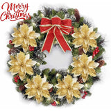Darrahopens Occasions > Christmas > Christmas Decorations 12 pcs Glitter Christmas Flowers (15Cm) With 12 pcs Artificial Poinsettia For Christmas Tree（Gold）