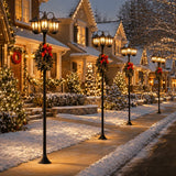 Darrahopens Occasions > Christmas > Christmas Decorations 185.42cm 3-Head Solar Lamp Post Black Aluminum In Australia - Darrahopens