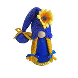 Darrahopens Occasions > Christmas > Christmas Decorations 1pc Plush standing gnome doll — faceless old man figurine, festive tabletop ornament and gift.Blue hat sunflower gnome with braids