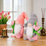 Darrahopens Occasions > Christmas > Christmas Decorations 1pc Plush standing gnome doll — faceless old man figurine, festive tabletop ornament and gift.Gray faceless old man gnome holding a bouquet