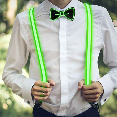 Darrahopens Occasions > Christmas > Christmas Decorations 2 Pcs/Set, Light Up Men's LED Suspenders And Bow Tie, Perfect for Music Festival Halloween Costume Party, Christmas