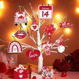 Darrahopens Occasions > Christmas > Christmas Decorations 24-Piece Wooden Valentine's Ornament - Heart-Shaped Pendant with Cord - Valentine's Tree and Home Decor - Romantic Holiday Gift