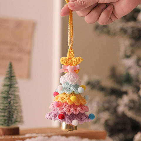 Darrahopens Occasions > Christmas > Christmas Decorations 2PCS Orange Handmade-Style Crochet Christmas Tree Ornament - Festive Plush Hanging Decor for Home & Car