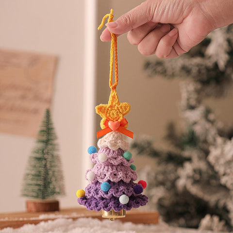 Darrahopens Occasions > Christmas > Christmas Decorations 2PCS Purple Handmade-Style Crochet Christmas Tree Ornament - Festive Plush Hanging Decor for Home & Car