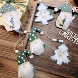 Darrahopens Occasions > Christmas > Christmas Decorations 3-PCS Green wood chip trees Christmas Ornaments Hanging Pendants Nordic Style Gnomes and Reindeer with Faux Fur and Beads for Xmas Tree Home Party Decoration