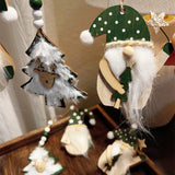 Darrahopens Occasions > Christmas > Christmas Decorations 3-PCS Old Man with Green Stars Christmas Ornaments Hanging Pendants Nordic Style Gnomes and Reindeer with Faux Fur and Beads for Xmas Tree Home Party Decoration
