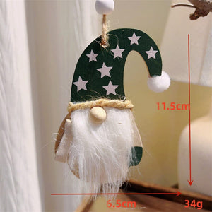 Darrahopens Occasions > Christmas > Christmas Decorations 3-PCS Old Man with Green Stars Christmas Ornaments Hanging Pendants Nordic Style Gnomes and Reindeer with Faux Fur and Beads for Xmas Tree Home Party Decoration
