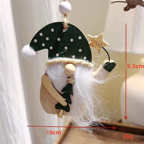 Darrahopens Occasions > Christmas > Christmas Decorations 3-PCS The old man with green dots Christmas Ornaments Hanging Pendants Nordic Style Gnomes and Reindeer with Faux Fur and Beads for Xmas Tree Home Party Decoration