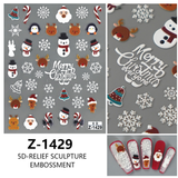 Darrahopens Occasions > Christmas > Christmas Decorations 4PCS 5D Embossed Christmas Nail Art Stickers - Santa, Snowman, Reindeer & Snowflake Designs for Festive Manicures(Z-1429)