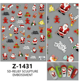 Darrahopens Occasions > Christmas > Christmas Decorations 4PCS 5D Embossed Christmas Nail Art Stickers - Santa, Snowman, Reindeer & Snowflake Designs for Festive Manicures(Z-1431)
