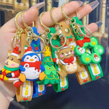 Darrahopens Occasions > Christmas > Christmas Decorations 5 PCS Christmas Silicone Keychain Cute 3D Reindeer Penguin Tree Designs Bag Charm Keyring