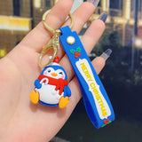 Darrahopens Occasions > Christmas > Christmas Decorations 5 PCS Christmas Silicone Keychain Cute 3D Reindeer Penguin Tree Designs Bag Charm Keyring