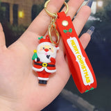 Darrahopens Occasions > Christmas > Christmas Decorations 6PCS Christmas Silicone Keychain Cute Santa Snowman Bag Charm Festive Keyring for Kris Kringle Gifts