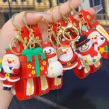 Darrahopens Occasions > Christmas > Christmas Decorations 6PCS Christmas Silicone Keychain Cute Santa Snowman Bag Charm Festive Keyring for Kris Kringle Gifts