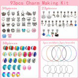 Darrahopens Occasions > Christmas > Christmas Decorations 93 Piece DIY Charm Bracelet and Necklace Making Kit for Girls Creative Jewelry Craft Set with Rainbow Beads and Silver Pendants Ideal Kids Gift