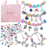 Darrahopens Occasions > Christmas > Christmas Decorations 93 Piece DIY Charm Bracelet and Necklace Making Kit for Girls Creative Jewelry Craft Set with Rainbow Beads and Silver Pendants Ideal Kids Gift