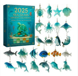 Darrahopens Occasions > Christmas > Christmas Decorations Advent Calendar 2025 - Ocean Creatures Glass Advent Calendar - Includes 24 unique, handcrafted 2D ocean-themed ornaments - cute and realistic sea creature Christmas decorations