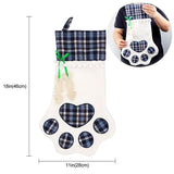 Darrahopens Occasions > Christmas > Christmas Decorations Blue Large Plaid Dog Paw Christmas Stocking - Festive Fireplace Decor for Pet Lovers