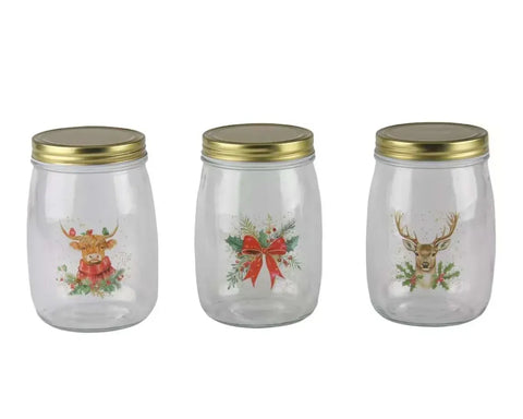 Darrahopens Occasions > Christmas > Christmas Decorations Bulk 12 The Xmas Icon Glass Jar 1000ml 3 Asst In Australia - Darrahopens