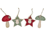 Darrahopens Occasions > Christmas > Christmas Decorations Bulk 24 Xmas Felt Star & Mushroom Hanger 11cm 4 Asst In Australia - Darrahopens