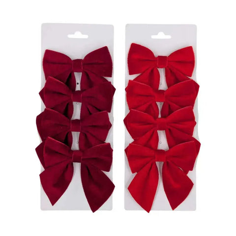 Darrahopens Occasions > Christmas > Christmas Decorations Bulk 24 Xmas Red & Burgundy Bow pk4 10x12cm 2 Asst In Australia - Darrahopens