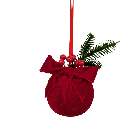 Darrahopens Occasions > Christmas > Christmas Decorations Bulk 24 Xmas Red Velvet Bauble W Ornament 10cm In Australia - Darrahopens