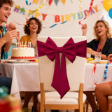 Darrahopens Occasions > Christmas > Christmas Decorations Chair Covers - 2 pieces - Christmas bow on chairs - Christmas accessories - Chair covers for home - Suitable for holidays - Parties - Weddings - Outdoor kitchens - Restaurants - Hotels