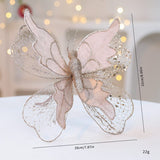 Darrahopens Occasions > Christmas > Christmas Decorations Champagne Gold Large Glitter Butterfly Christmas Ornaments (Set of 2) - Clip-On Decorations for Trees & Wreaths