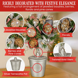 Darrahopens Occasions > Christmas > Christmas Decorations Christabelle 36cm Christmas Tabletop Topiary Tree Jewelled Baubles, Berries, Flowers and Pine Cones Festive Decoration