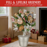 Darrahopens Occasions > Christmas > Christmas Decorations Christabelle 36cm Christmas Tabletop Topiary Tree Jewelled Baubles, Berries, Flowers and Pine Cones Festive Decoration