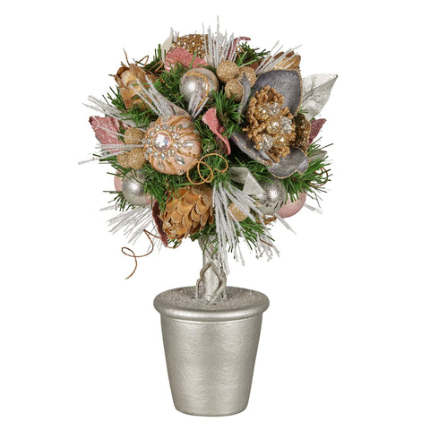 Darrahopens Occasions > Christmas > Christmas Decorations Christabelle 36cm Christmas Tabletop Topiary Tree Jewelled Baubles, Berries, Flowers and Pine Cones Festive Decoration