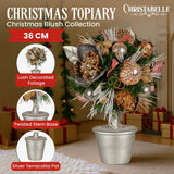 Darrahopens Occasions > Christmas > Christmas Decorations Christabelle 36cm Christmas Tabletop Topiary Tree Jewelled Baubles, Berries, Flowers and Pine Cones Festive Decoration