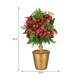 Darrahopens Occasions > Christmas > Christmas Decorations Christabelle 36cm Christmas Tabletop Topiary Tree Pre-Decorated Berries, Baubles & Pine Cones Gold Pot Twisted Stem Festive Decoration