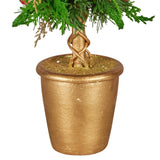Darrahopens Occasions > Christmas > Christmas Decorations Christabelle 36cm Christmas Tabletop Topiary Tree Pre-Decorated Berries, Baubles & Pine Cones Gold Pot Twisted Stem Festive Decoration