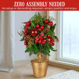 Darrahopens Occasions > Christmas > Christmas Decorations Christabelle 36cm Christmas Tabletop Topiary Tree Pre-Decorated Berries, Baubles & Pine Cones Gold Pot Twisted Stem Festive Decoration