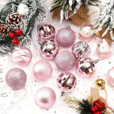 Darrahopens Occasions > Christmas > Christmas Decorations Christmas Baubles - Pack of 24 - Large Size, 6cm Diameter - Unbreakable Plastic - Christmas Tree Decoration - Various Christmas Bauble Decorations Suitable for Weddings, Mother's Day Party Decorations (Pink)