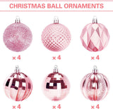 Darrahopens Occasions > Christmas > Christmas Decorations Christmas Baubles - Pack of 24 - Large Size, 6cm Diameter - Unbreakable Plastic - Christmas Tree Decoration - Various Christmas Bauble Decorations Suitable for Weddings, Mother's Day Party Decorations (Pink)