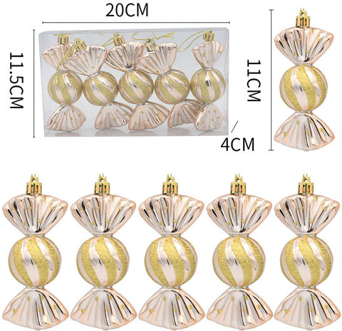 Darrahopens Occasions > Christmas > Christmas Decorations Christmas Decorations - Christmas Decorations - Painted Candy Christmas Tree Decorations - Champagne (5 per box)