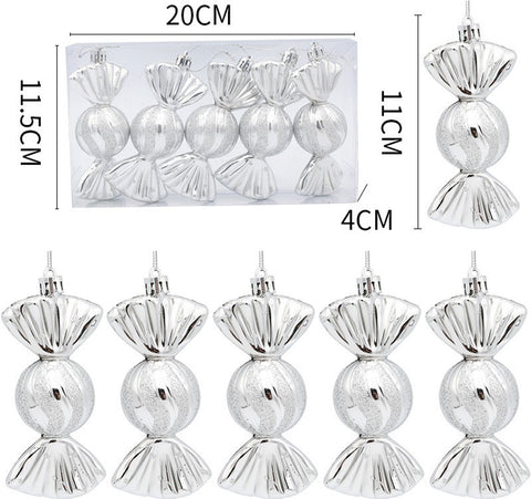 Darrahopens Occasions > Christmas > Christmas Decorations Christmas Decorations - Christmas Decorations - Painted Candy Christmas Tree Decorations - Silver (5 per box)
