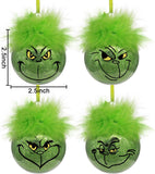 Darrahopens Occasions > Christmas > Christmas Decorations Christmas decorations for indoor use: 12 pcs cute Grinch Christmas tree baubles with fluffy green hair, glittering Grinch Christmas baubles for the Christmas tree-tfrf